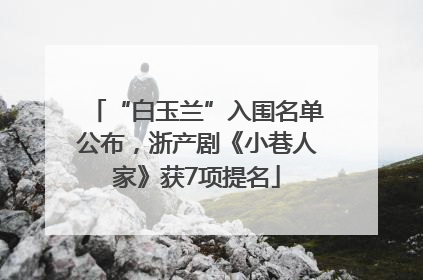 “白玉兰”入围名单公布，浙产剧《小巷人家》获7项提名