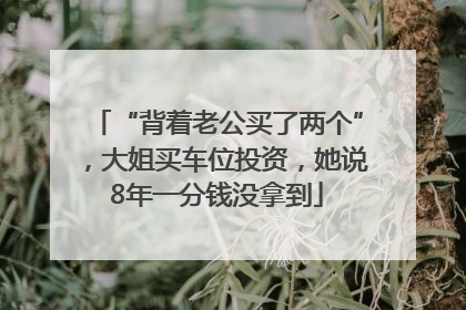 “背着老公买了两个”，大姐买车位投资，她说8年一分钱没拿到