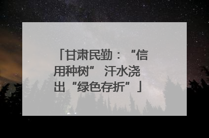 甘肃民勤：“信用种树” 汗水浇出“绿色存折”