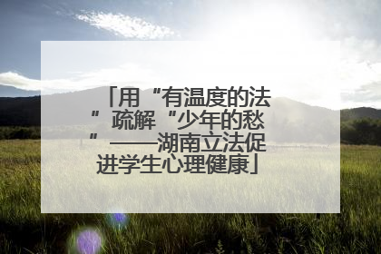 用“有温度的法”疏解“少年的愁”——湖南立法促进学生心理健康