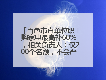 百色市直单位职工购家电最高补60％，相关负责人：仅200个名额，不会严格筛查身份