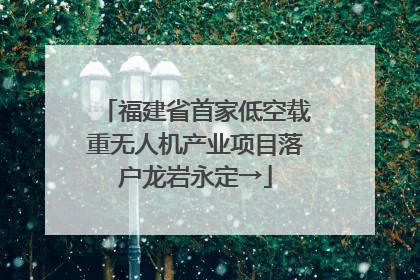 福建省首家低空载重无人机产业项目落户龙岩永定→