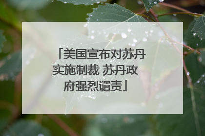 美国宣布对苏丹实施制裁 苏丹政府强烈谴责