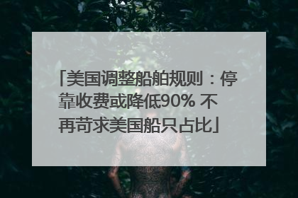 美国调整船舶规则：停靠收费或降低90% 不再苛求美国船只占比