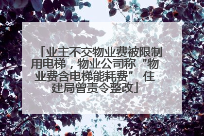 业主不交物业费被限制用电梯，物业公司称“物业费含电梯能耗费” 住建局曾责令整改
