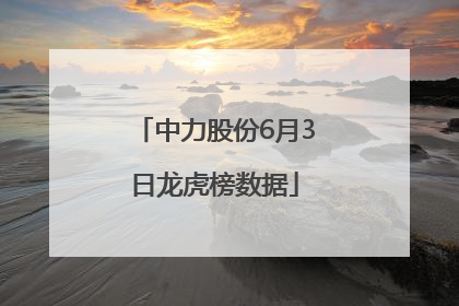 中力股份6月3日龙虎榜数据