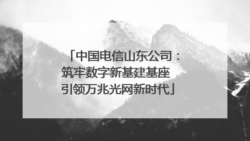 中国电信山东公司：筑牢数字新基建基座 引领万兆光网新时代