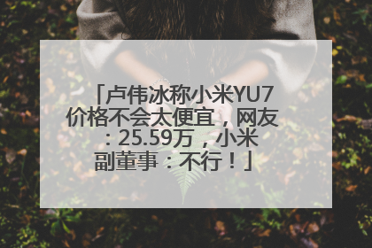 卢伟冰称小米YU7价格不会太便宜，网友：25.59万，小米副董事：不行！