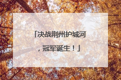 决战荆州护城河，冠军诞生！