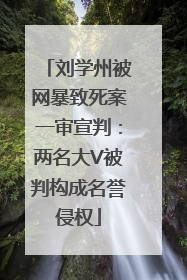 刘学州被网暴致死案一审宣判：两名大V被判构成名誉侵权