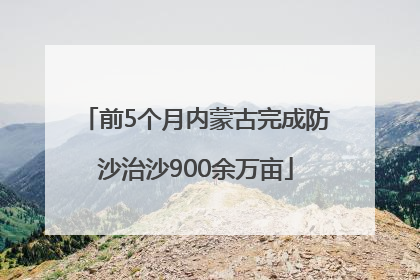 前5个月内蒙古完成防沙治沙900余万亩