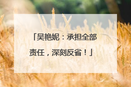 吴艳妮：承担全部责任，深刻反省！