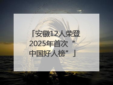 安徽12人荣登2025年首次“中国好人榜”