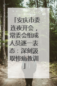 安庆市委连夜开会，常委会组成人员逐一表态：深刻汲取惨痛教训