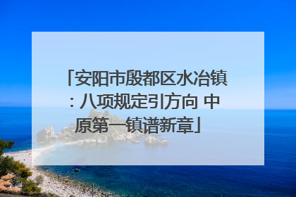 安阳市殷都区水冶镇：八项规定引方向 中原第一镇谱新章