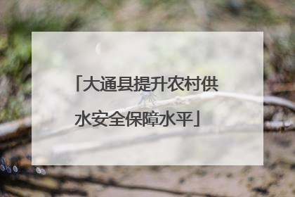 大通县提升农村供水安全保障水平