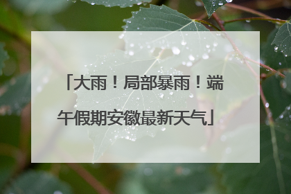 大雨！局部暴雨！端午假期安徽最新天气