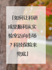 如何让科研成果顺利从实验室迈向市场？科技保险来兜底
