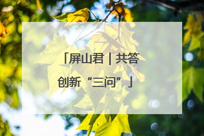 屏山君｜共答创新“三问”