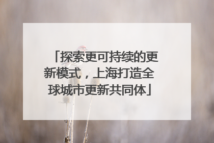 探索更可持续的更新模式，上海打造全球城市更新共同体