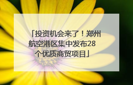 投资机会来了！郑州航空港区集中发布28个优质商贸项目