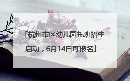 杭州市区幼儿园托班招生启动，6月14日可报名