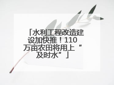 水利工程改造建设加快推！110万亩农田将用上“及时水”