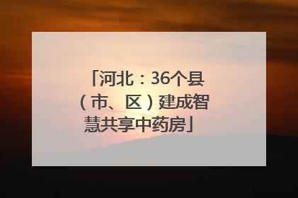 河北：36个县（市、区）建成智慧共享中药房
