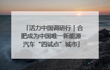 活力中国调研行｜合肥成为中国唯一新能源汽车“四试点”城市