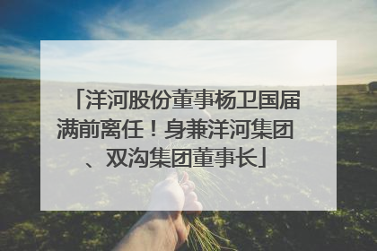 洋河股份董事杨卫国届满前离任！身兼洋河集团、双沟集团董事长