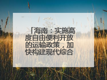 海南：实施高度自由便利开放的运输政策，加快构建现代综合交通运输体系