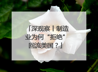 深观察丨制造业为何“拒绝”回流美国？