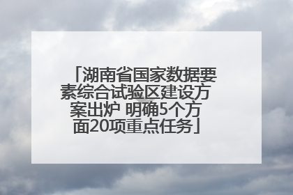 湖南省国家数据要素综合试验区建设方案出炉 明确5个方面20项重点任务