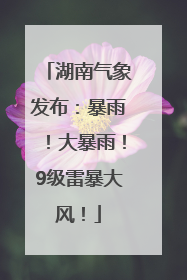 湖南气象发布：暴雨！大暴雨！9级雷暴大风！