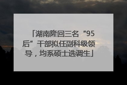 湖南隆回三名“95后”干部拟任副科级领导，均系硕士选调生