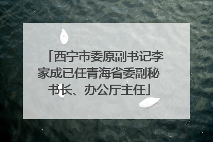 西宁市委原副书记李家成已任青海省委副秘书长、办公厅主任