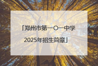 郑州市第一〇一中学2025年招生简章