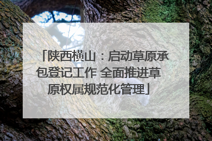 陕西横山：启动草原承包登记工作 全面推进草原权属规范化管理