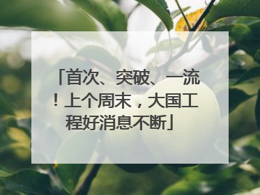 首次、突破、一流！上个周末，大国工程好消息不断