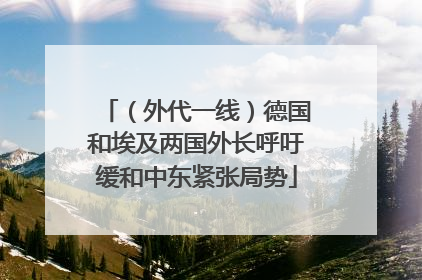 （外代一线）德国和埃及两国外长呼吁缓和中东紧张局势