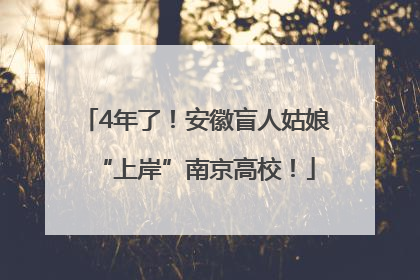 4年了！安徽盲人姑娘“上岸”南京高校！