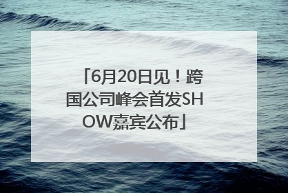 6月20日见！跨国公司峰会首发SHOW嘉宾公布